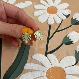 Leaf Shaped Earrings with Pearls